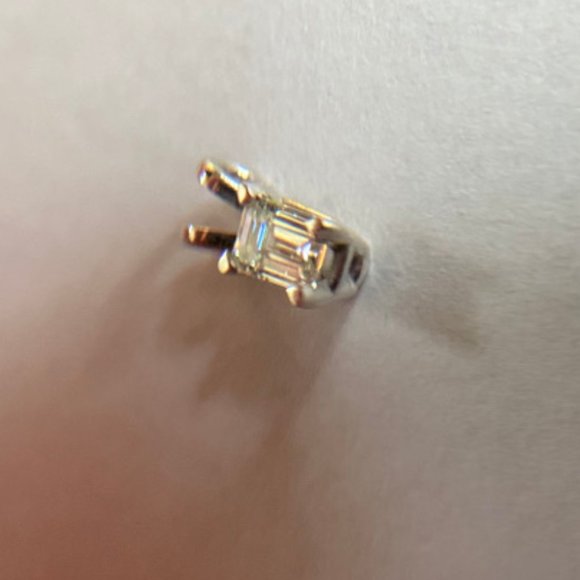 1/5 CT Emerald Cut Diamond Solitaire Pendant 14K. - Picture 7 of 12